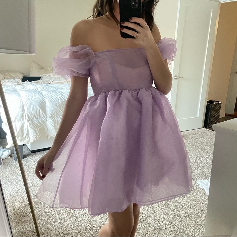 Off The Shoulder Puff Sleeve Dress